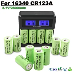 2800 mAh 16340 Batterie 3,7 V Akku 4 Stücke CR123A Batterie Für Überwachungskamera Taschenlampe Batterie Mit LCD Ladegerät