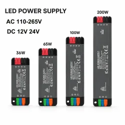 Ultradünnes LED-Netzteil 36W 65W 100W 200W AC 110-265V Weltweit Kompatibel DC 12V 24V Geräuschloser Beleuchtungstransformator LED-Wandler