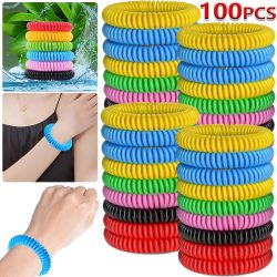 1?100 Stück Mückenschutz-Armbänder, wasserdichtes Mückenarmband, DEET-freies Anti-Mücken-Insektenkontroll-Armband, universell
