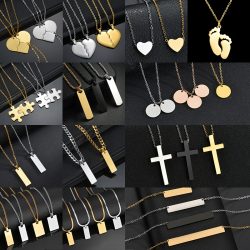Mehrere Stile leere geometrische Halskette zum Aufzeichnen für Männer und Frauen, Edelstahl-Anhänger, hochwertiger Schmuck, Geschenke im Großhandel