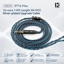 KBEAR ST16 Max 16-adriges, 1,5 m langes, OCC-versilbertes Kabel, 3,5/4,4 mm symmetrisches, austauschbares IEM-Kabel für KZ ZS12 PROX ZS12 PRO2
