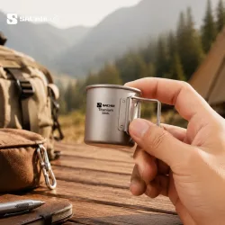50ml Reiner Titan Mini Outdoor Ultraleichter Tragbarer Tee- und Kaffeebecher mit Klappgriff Camping-Wasserbecher Wander-Reise-Geschirr
