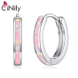 CiNily Einfache kleine runde Opal-Creolen für Damen, 925er Sterlingsilber, zierliche Huggie-Ohrringe, winziger Ohrschmuck, Geschenke, 12 mm