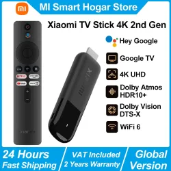 Xiaomi TV Stick 4K 2. Generation, Tragbarer Streaming-Media-Player, Netflix Dual-Band WLAN 6 Google Assistant, BT5.2 Smart TV Dongle, 360 °   Bluetooth-Sprachfernbedienung für Google TV