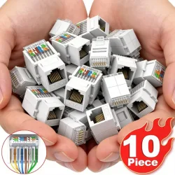 10 Stück RJ45 Netzwerkmodul CAT6 Kabel-Patchpanel Netzwerkbuchse Umfassende Verkabelung CAT6 Kristallkopf Netzwerkkabel-Patchpanel