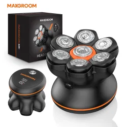 MAXGROOM 7D-Kopfrasierer für Glatze Männer, IXP6, wasserdicht, USB wiederaufladbar, elektrischer Haarschneider, Bart, schwimmende Klinge, magnetischer Rasierer