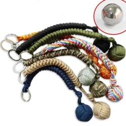 Outdoor-Sicherheitsschutz, schwarze Affenfaust, Stahlkugel für Mädchen, Lager, Selbstverteidigung, Schlüsselband, Überleben, Schlüsselanhänger, kaputte Fenster