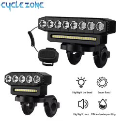 5/8 LED Fahrrad-Frontlicht, USB wiederaufladbar, 130 dB, Fahrradhupe, einfach zu installieren, 6 Modi, Fahrradklingel-Licht