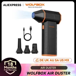 WOLFBOX MF50 Leistungsstarker Kabelloser Luftstaubsauger 110000RPM 3-Stufen Einstellbarer Tragbarer Lüfter für Auto/Zuhause/Outdoor