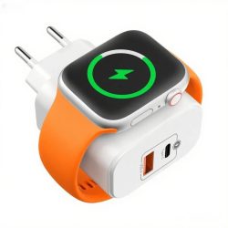 3-in-1-Wireless-Ladegerät, kompatibel mit Apple Watch und iPhone, PD20W-Ladegerät mit 2 Ports USB-C und USB-A-Schnellladegerät kompatibel