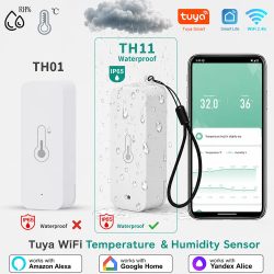 IP65 Wasserdichter Tuya WiFi Außentemperatur- und Feuchtigkeitssensor, Smart Thermometer Hygrometer, APP-Fernbedienung, kompatibel mit Smart Life