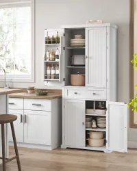VASAGLE Küchenschrank, Hochschrank Küchenbuffet Vitrinenschrank, Buffetschrank mit Verstellbaren Ablagen