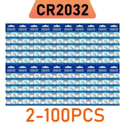 2-100-PCS-CR2032-3V-Lithium-Batterie, für Autoschlüssel, Uhren, Taschenrechner, Spielzeug, Blutzuckermessgeräte, Waagen, Großhandel Knopfzellenbatterien