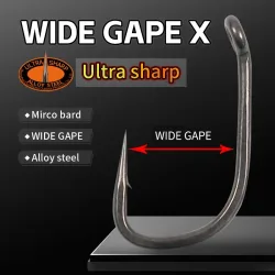 10 Stück Karpfen-Angelhaken Wide Gape X Ultra Sharp PTFE-beschichteter Micro Barb Karpfenhaken aus legiertem Stahl, superhart und scharf, super Qualität