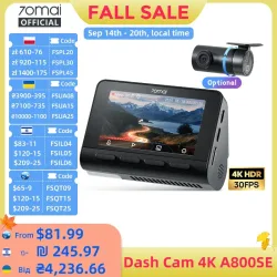 70mai 4K Dash Cam A800SE Verbesserte Version von 70mai A800S Sprachsteuerung Supercapatior GPS ADAS Auto DVR 70mai A800SE UHD Wifi 6