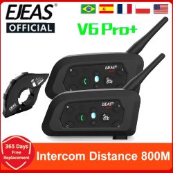 EJEAS V6 PRO+/PLUS Motorradhelm Bluetooth Walkie Talkie 6 Fahrerentfernung 800 Meter wasserdicht IP67