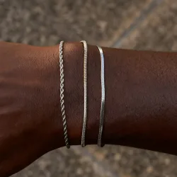 3-teiliges Herren-Armband mit dünner Kette, nie verblassendes silberfarbenes Twist-Ketten-Armband, stilvolles Punk-Schmuckgeschenk für Ehemann, Vater, Sohn