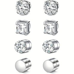 1 Paar Kristall-starke magnetische Ohrstecker-Clip-Ohrringe für Männer und Frauen, Punk, runde Zirkon-Magnet-Ohrringe, nicht durchdringender Schmuck