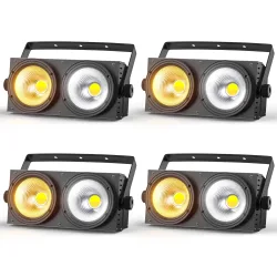 U'King 4PCS 200W COB Par Licht 2x100W Blinder Beleuchtung 2 Augen LED 2IN1 COB Kühl Warm Weiß Beleuchtung Party Bar DMX Bühnen Beleuchtung