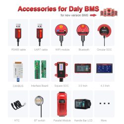Zubehör für Daly BMS HKMS Neue Version Rot BMS Bluetooth WIFI Modul Touchscreen LCD Display Heizmodul GPS Kann Adapter