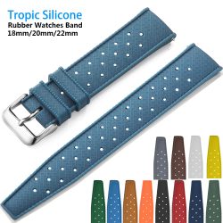 Tropisches Silikon-Uhrenarmband, Schnellverschluss-Uhrenarmband, 18 mm, 20 mm, 22 mm, Gummi-Tropic-Smartwatch-Armband, wasserdicht, mehrfarbig