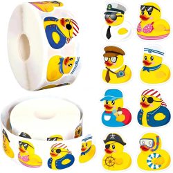 500 Stück Enten-Aufkleber, niedliche gelbe Gummi-Enten, Rollaufkleber, Geschenk für Enten-Geburtstagsfeiern, Pool-Partys, 2,5 cm