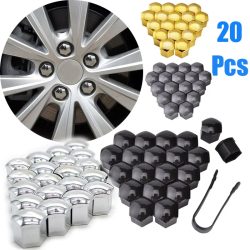 20 Stück Auto-Radmutterkappen, 17 mm/19 mm/21 mm, Auto-Naben-Schraubenabdeckung, schwarzer Kunststoff, Anti-Staub, Auto-Radmutter-Schraubenabdeckungen, Reifenzubehör