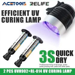2pcs relife RL-UVH902 10ml uv 3s schnell trocknende Löt masken tinte für Handy reparatur sprung draht + RL-014 UV-Härtung licht werkzeug