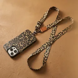 Verstellbares Handy-Umhängeband mit Leopardenmuster, abnehmbarer Anti-Verlust-Handyhalter mit langem Seil und Universalclip