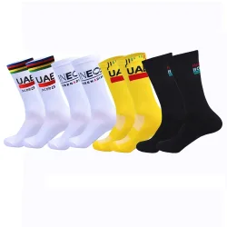 Weiße UAE-Radsocken, rot, TEAM, leichtes, großes Mesh-Design, MTB-Fahrradsocke, Unisex, für Erwachsene, Kompressionssocken, rutschfeste Laufsocken
