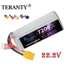 TERANTY Lipo RC Batterie 6S 22,2V 60C 7200mAh FPV mit Deans XT90 EC5 Anschluss für FPV Drohnen Racing Quadcopters Flugzeug