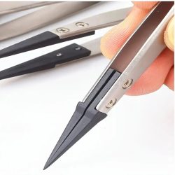 ESD-sichere Präzisionspinzette, antistatische Spitzen mit robustem Metall für die Reparatur von Elektronik und Schmuck.