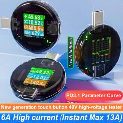 48V 12A Typ-C PD3.1 Ladegerät Erkennung Tester DC Digital Spannung Strom Power Bank Kapazität Meter Amper Detektor CC085 Monitor