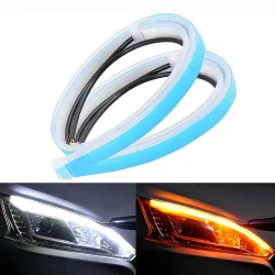 2 stücke 12 V LED DRL Auto Tagfahrlicht Flexible Wasserdichte Streifen Auto Scheinwerfer Weiß Blinker Gelb Bremse fluss Lichter