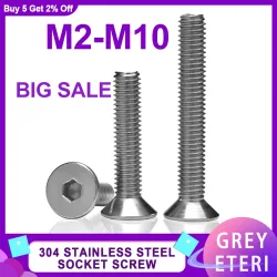 304 Edelstahl DIN7991 Senkkopf Innensechskantschrauben Bolzen Inbussgewinde Maschine Metallschrauben M2 M2,5 M3 M4 M5 M6 M8 M10