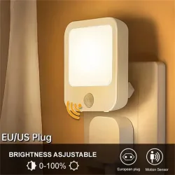 Motion Sensor LED Nacht Lichter EU Stecker Dimmbare Schrank Licht für Baby Nacht Schlafzimmer Korridor Drahtlose Nacht Lampe Beleuchtung