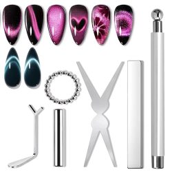 6-teiliges Nagelmagnet-Werkzeugset Katzenauge French Tips Katzenauge Herz-Magnete Nagelmagnet-Sticks Katzenauge Gel-Lack Magnete Maniküre-Werkzeuge