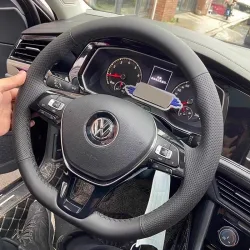 Für Volkswagen VW Golf7 Mk7 Touran Up Neue Polo Jetta Passat B8 Tiguan Auto Lenkrad Geflecht Abdeckung Schwarz Kunstleder