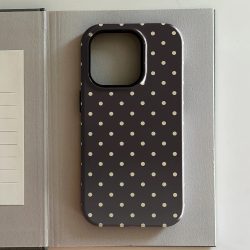 Luxuriöse Ins Braun-Rote Polka Dots Handyhülle für iPhone 17/16/15/14/13/12/11 Serie ? Pro Max, Plus