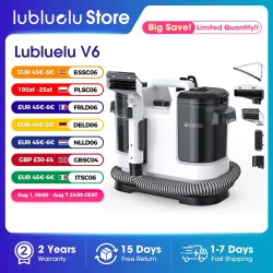 Lubluelu V6 Teppichreiniger Leistungsstark 13,5kPa 1,75L Doppeltanks, 5M Kabel 1,7M Schlauch - Tiefenreinigung Sofa Matratze Autositz Haustierflecken