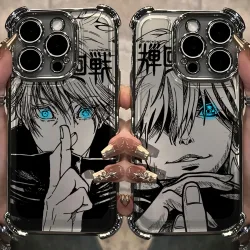 Anime Jujutsus Kaisens Gojo Plating Hülle für IPhone 16 15 14 13 12 11 Pro Max X XR XS Max 7 8 6 Plus Anti-Fall Airabag Rückseite