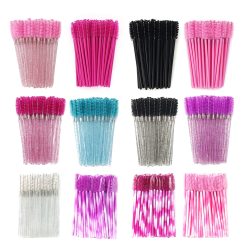 ANNAFRIS 50Pcs Einweg Wimpern Pinsel Weichen Kopf Kristall Augenbraue Pinsel Lash Verlängerung Pinsel Mascara Zauberstab Make-Up-Tool