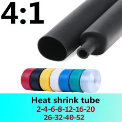4:1 Schrumpfschlauch mit Kleber, 1 m/2 m/5 m, 7 Farben, 2 mm?52 mm, doppelwandig verdickt, Polyolefin-Kleberdraht und Kabelschlauch