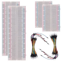 4 Stück 830-Punkt-Steckplatinen & 400-Punkt-Steckplatinen & 126 Stück Flexible Steckplatinen-Verbindungskabel MB-102 Kabelboard Dupont-Draht für Arduino-Kit