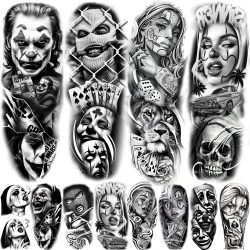 1 Blatt voller Arm Räuber Gangster temporäre Tattoos für Männer Frauen wasserdichte Tattoo Ärmel realistische Bad Guy gefälschte Tattoos Aufkleber