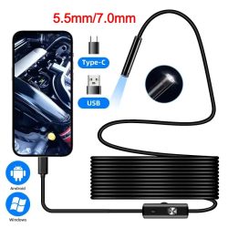 5,5/7,0MM Typ-C Endoskop-Kamera mit 6 Einstellbaren LEDs USB Android Flexibles Inspektions-Boreskop für Handy und PC