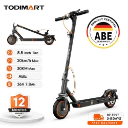 TODIMART T3A Elektroroller mit App, Elektroroller für Erwachsene, 36V 7.8Ah, 20 km/h, 25-35 km Reichweite, Vollgummireifen, faltbar