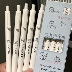 Niedliches Chiikawa Gel-Stift-Set |   0,5mm Schwarze Tinte, Ideal für Schüler & Chiikawa-Fans, Perfektes Geschenk zum Schulanfang & Präsent für Freunde