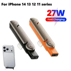 27W Lightning-Telefonladehalterungsadapter mit klappbarem Halter, Lightning-Stecker auf Typ-C-Buchse, Konverter für iPhone 14, 13, 12, 11