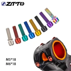 ZTTO 6 Stück MTB Rennrad Lenker Vorbau Riser Schrauben Fahrrad Vorbau Schrauben Schrauben M5 * 18mm M6 * 18mm Schrauben mit Unterlegscheiben